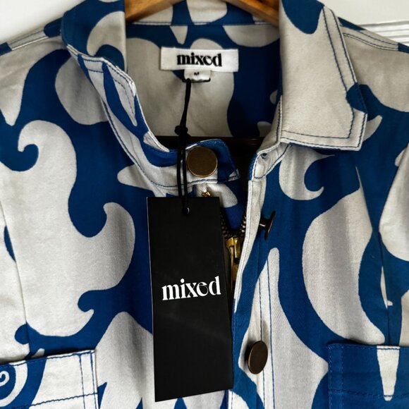 Blue and White Patterned Jumpsuit Mixed by Nasrin - Picture 4 of 10